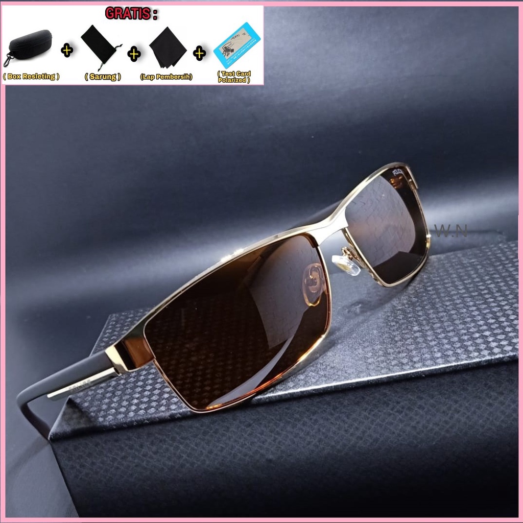 [COD] Bayar Di Tempat TERLARIS Kacamata Fashion Pria Lensa Polarized / COD / Kacamata Lensa Coklat P