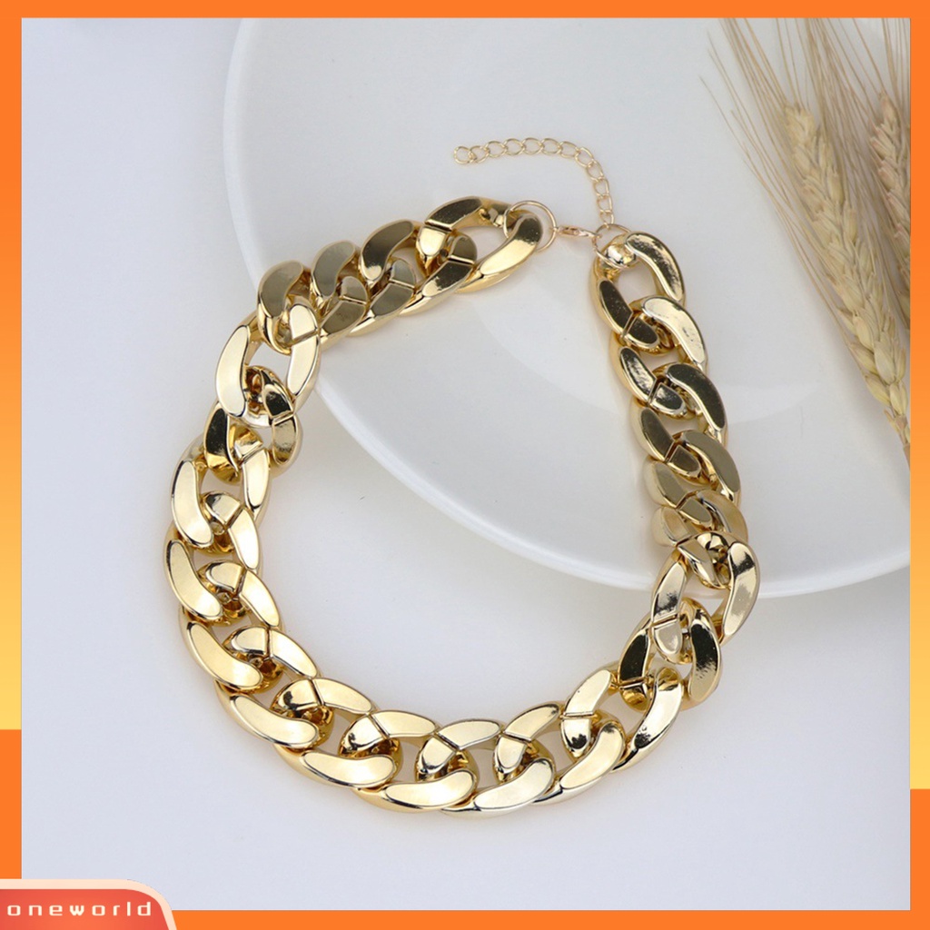 [ONE] Hip Hop Adjustable Choker Kalung Alloy Berlebihan Rantai Tebal Wanita Kalung Perhiasan Aksesori
