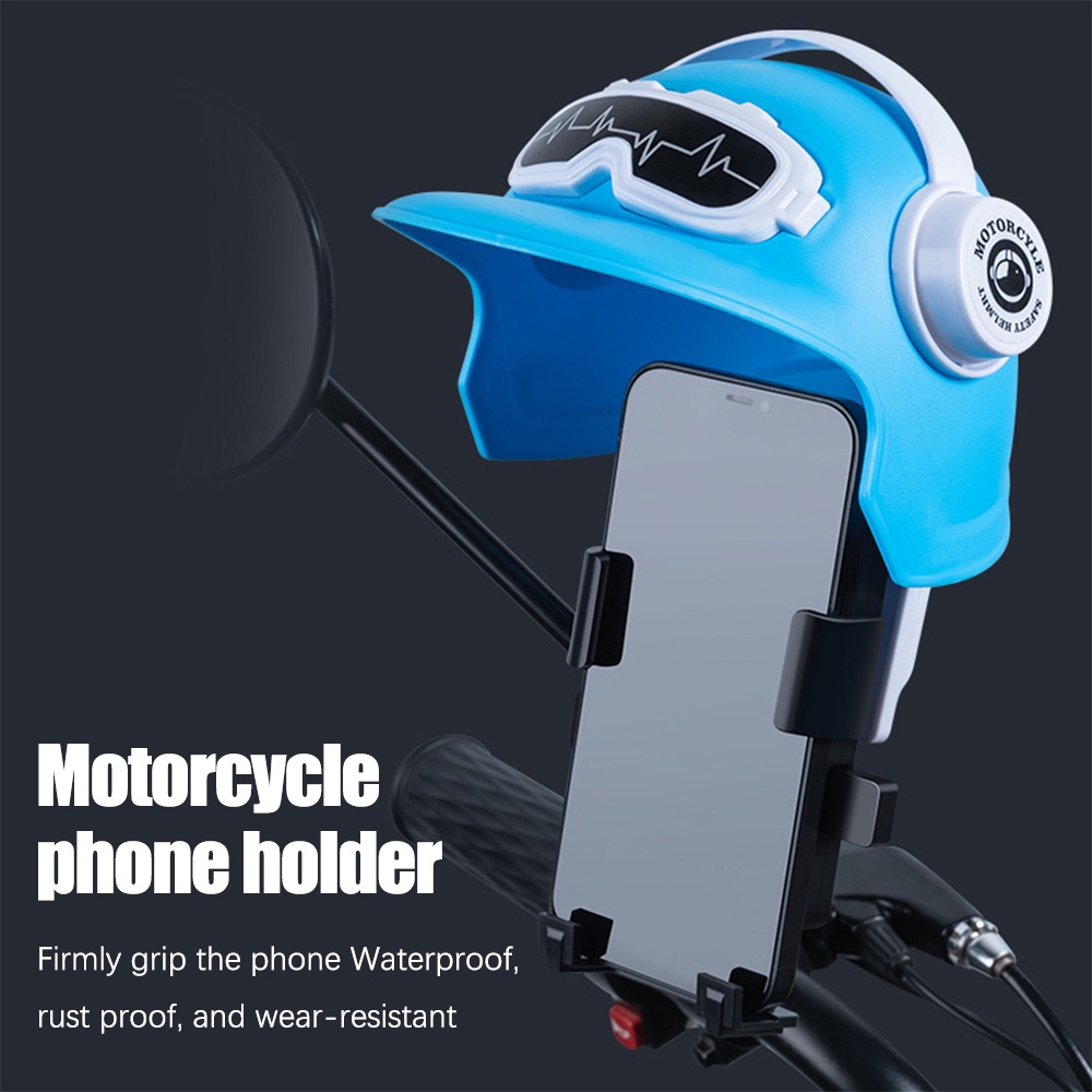 Helm Kecil Tahan Hujan Penahan Telepon Anti Sinar Matahari/Helm Dipasang 2in1 Bentuk Dudukan Ponsel/Bracket Tetap GPS Sepeda Motor/Universal Creative Anti-slip Phone Stand