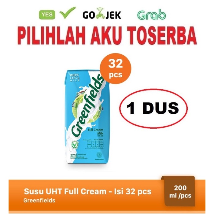 Susu Greenfields FULL CREAM 200 ml - (HARGA 1 DUS ISI 32 pcs)