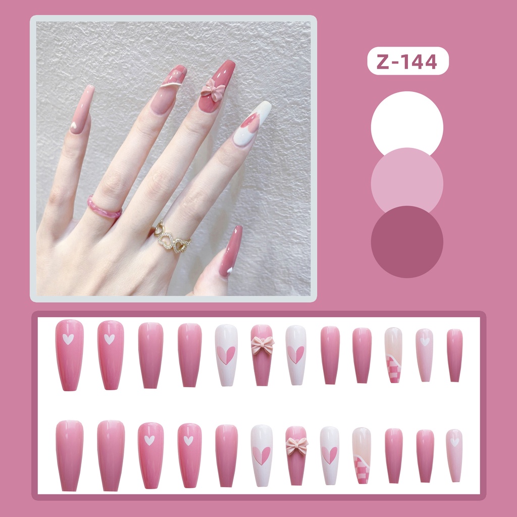 X73 24 Pcs DIY Kuku Palsu French Cool Finger Nail Art Stiker Kuku Palsu