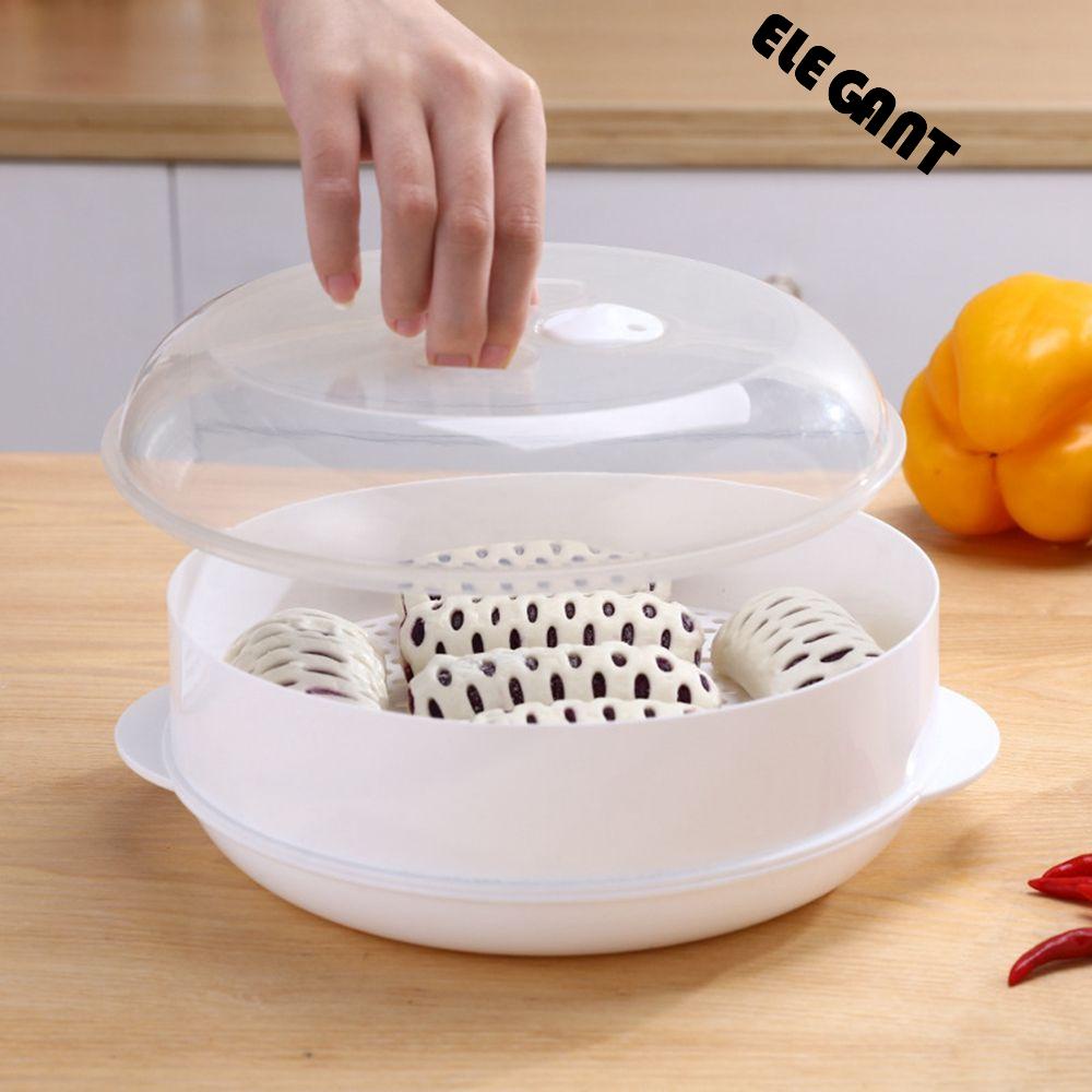 [Elegan] Microwave Steamer Cookware Peralatan PP Ramah Lingkungan Nasi Praktis Dengan Tutup Panci Kukus 1per2tingkat Memasak