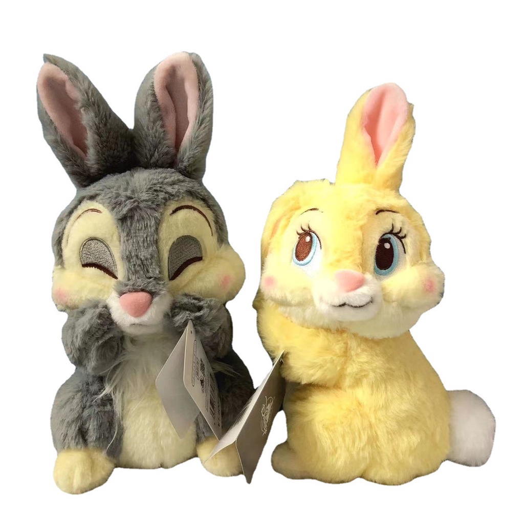 Adorable Grey Samper Rabbit And Yellow Bonnie Rabbit Mainan Mewah