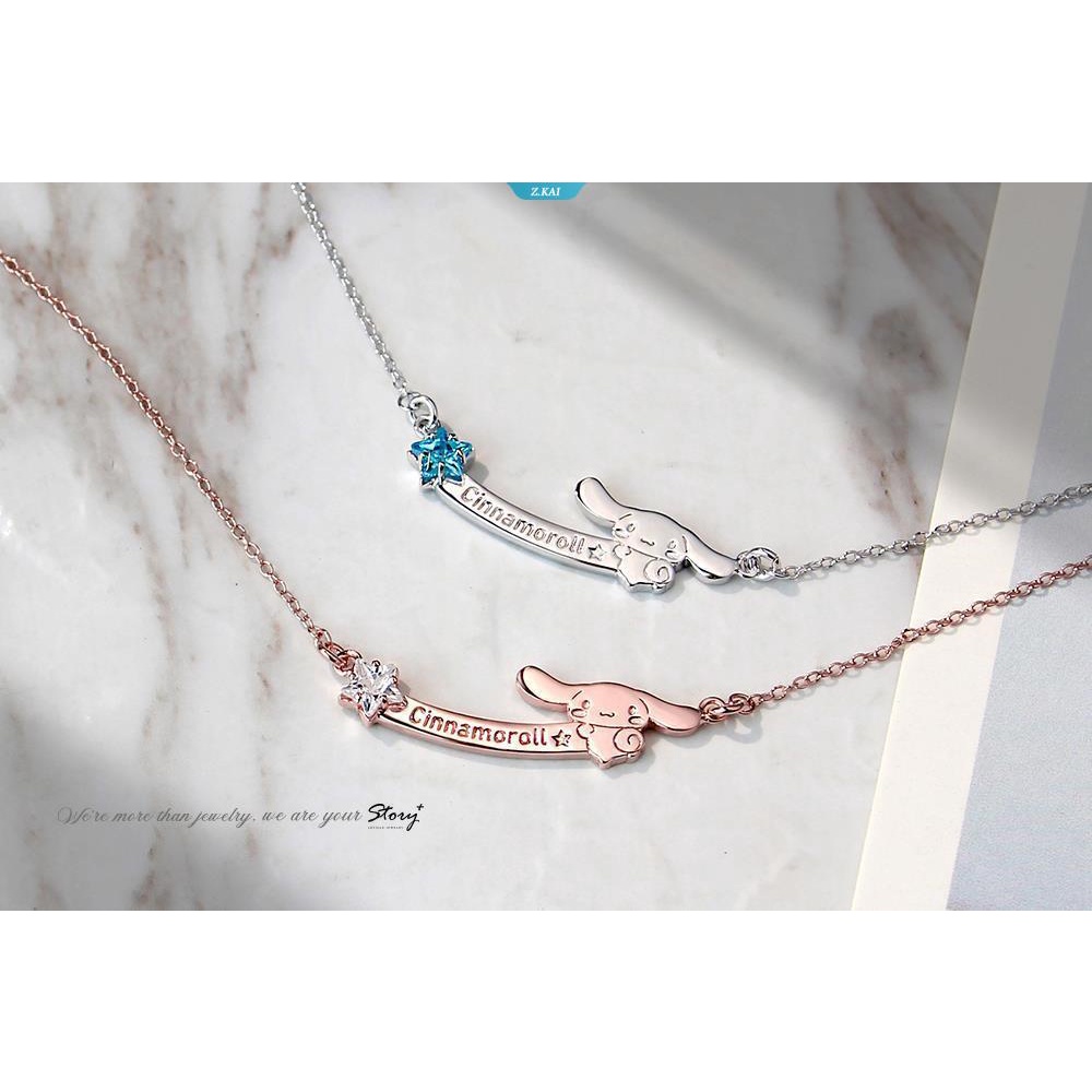 Sanrio Jewelry Cinnamoroll-Story Bintang Berlian Tulisan925 Perak Rantai Tulang Selangka Elegan Fashion Plated Necklace [ZK]