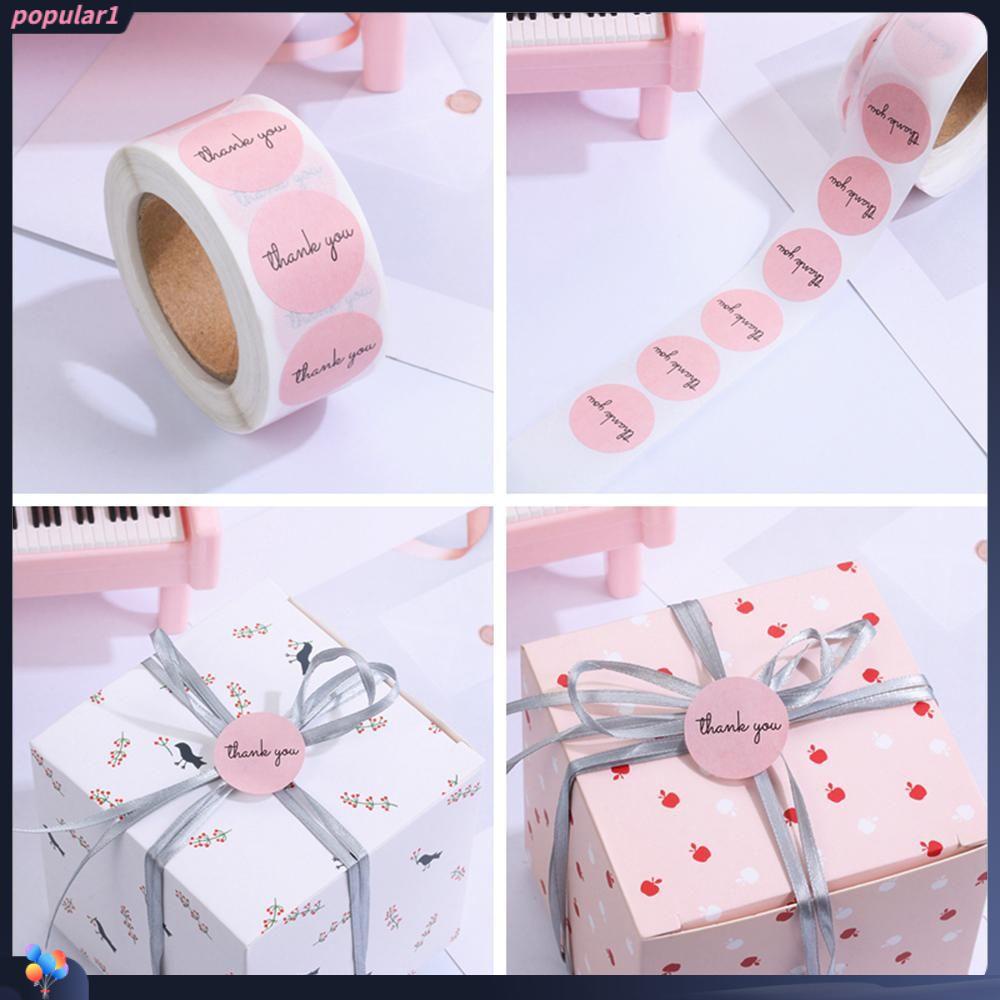 Populer 500pcs Stiker roll Sealing Tempel Dekorasi Kemasan Kado Stiker Pink