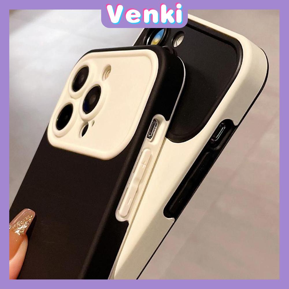 VENKI - Untuk iPhone 11 Case 2 in 1 Soft Case Acrylic Hard Case Ramah Kulit Penutup Kamera Sederhana Pelindung Layar Oranye Putih Hitam Untuk iPhone 14 Pro Max 13 Pro max 12 Pro Max XR