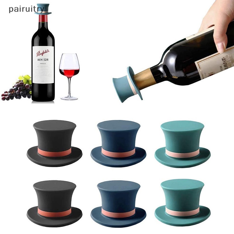 Prt Reusable Silicone Wine Stopper Cap Plug Kreatif Bentuk Topi Botol Tertutup Vakum PRT