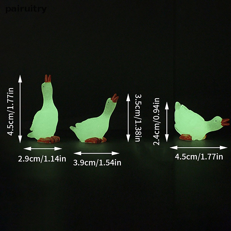 Prt 3pcs /set Resin Neon Mini Angsa Patung Peri Taman Aksesoris DIY Kerajinan Ornamen PRT