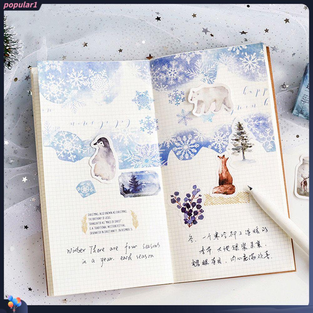 Stiker Alat Tulis Populer New Scrapbooking Stationery Flakes Jurnal Foggy forest