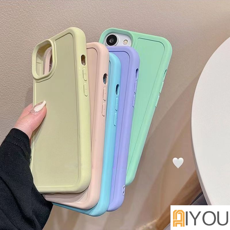 IPHONE Casing Ponsel Silikon Cair Warna Permen Kompatibel Untuk Iphone14 13 12 11 Pro Max X XR 8 7 Plus Halus Ultra Hybrid Lembut TPU Back Cover