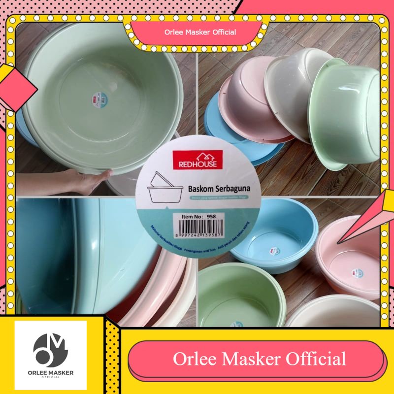BASKOM PLASTIK SERBAGUNA UKURAN JUMBO (XL) 45cm REDHOUSE/ BASKOM CUCI PIRING / BASKOM CUCI BAJU