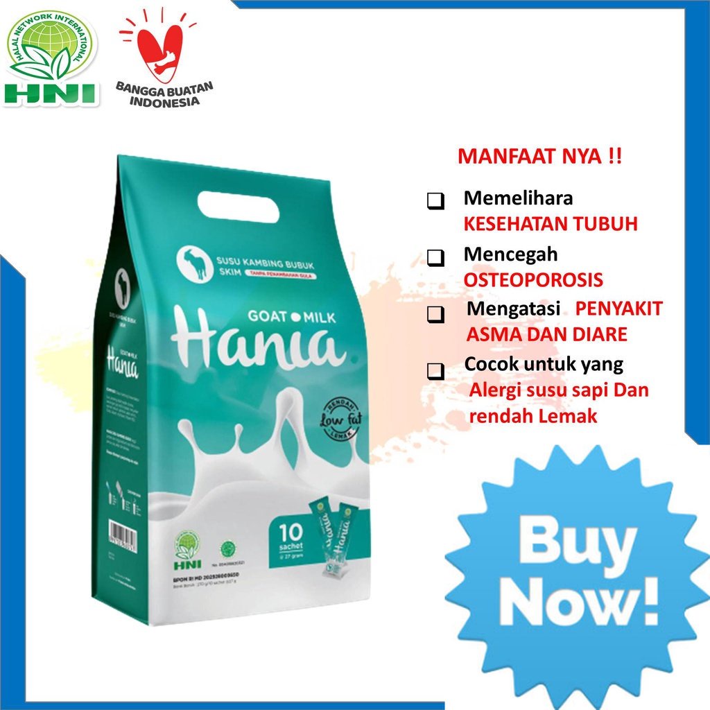 

HNI HPAI - Hania Susu Kambing SKIM Bubuk Renda Lemak Murni Tanpa Gula obat Asma Liver Susu Balita Lansia Susu Olahan Tinggi Protein Kalsium Minuman Diet Asam Amino AnSajKH01