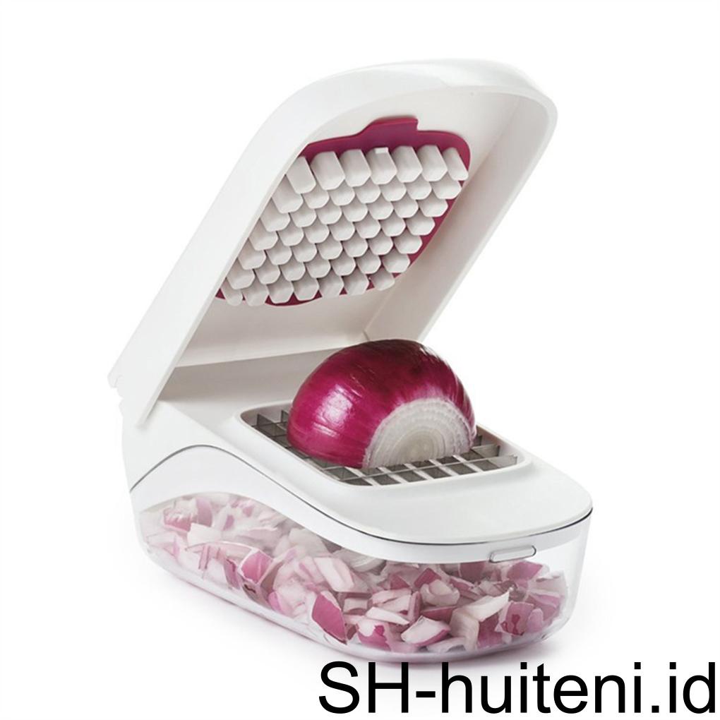 Alat Pencacah Sayur Bawang Kentang Slicer Stainless Steel Removable Grid Kitchen Gadget Shredder Tools Dengan Wadah