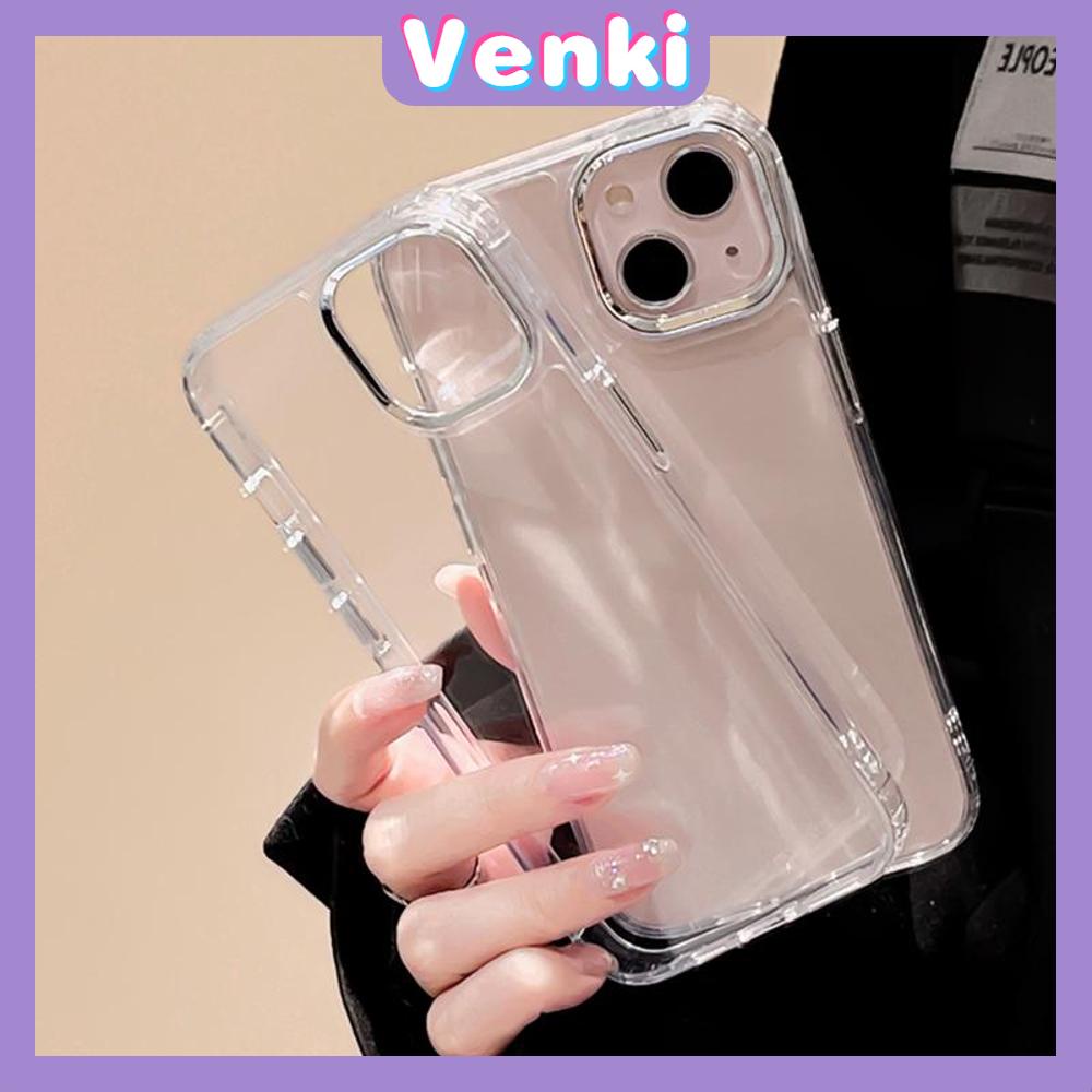 VENKI-Untuk iPhone Case Mewah Disadur Lensa Soft Case TPU Perlindungan Kamera Clear Case Bisnis Sederhana Kompatibel iPhone 14 Pro Max 13 Pro max 12 Pro Max 11 xr xs max 7 6S