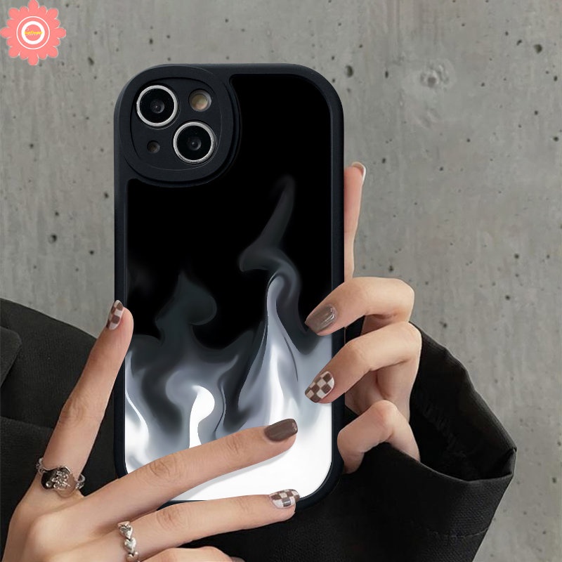 REDMI Casing Flame Case Putih Keren Untuk Redmi10 10C 12C A1 9A 9 10A 9T 9C K40s Note10 11 8 9 11s 10s 10Pro 9Pro 9s 8 11 Pro+POCO M3 F4 X3 NFC Pro Mi 11T 12 Merek Trendi Art Flame Soft Cover/Penutup Celah Bawah Lutut