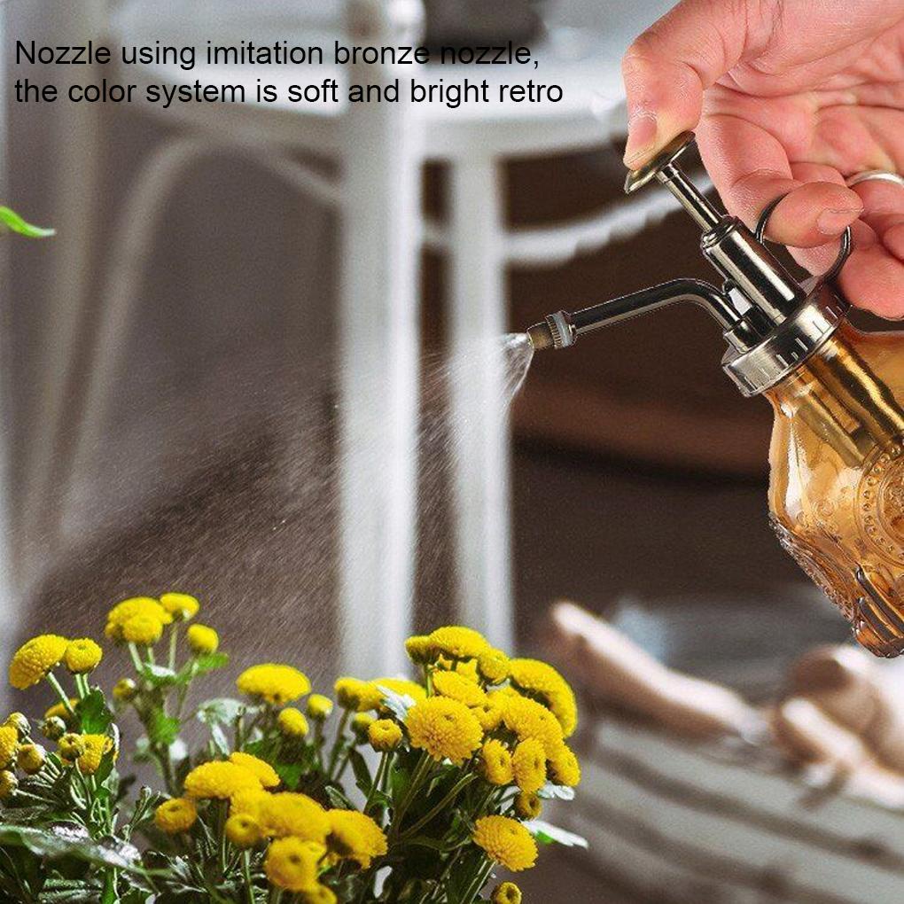 Glass Embossed Watering Can Air Pressure Semprotan Gaya Retro Kecil Ketel Bunga Penyiram Vintage Untuk Halaman Taman