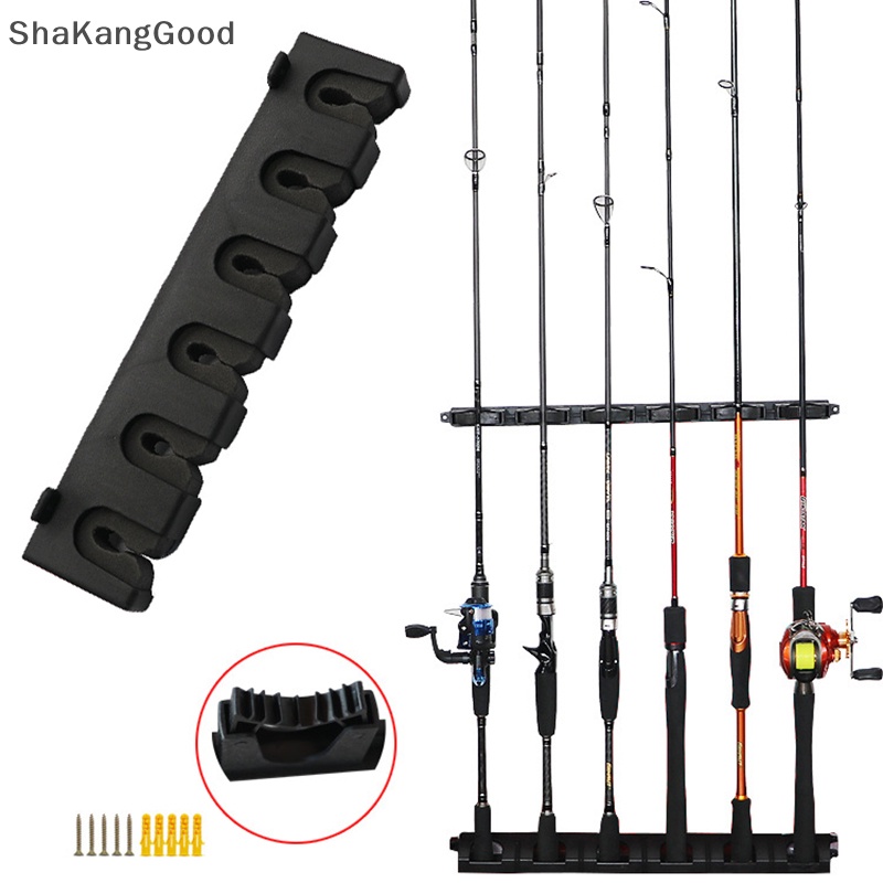 Skid Fishing Rod Holder Rak 6 Batang Vertikal Pole Holder Wall Mount Modular SKK