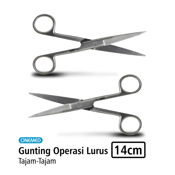 Gunting Operasi Lurus 14 cm Stainless Steel Tajam-Tajam OneMed OJB