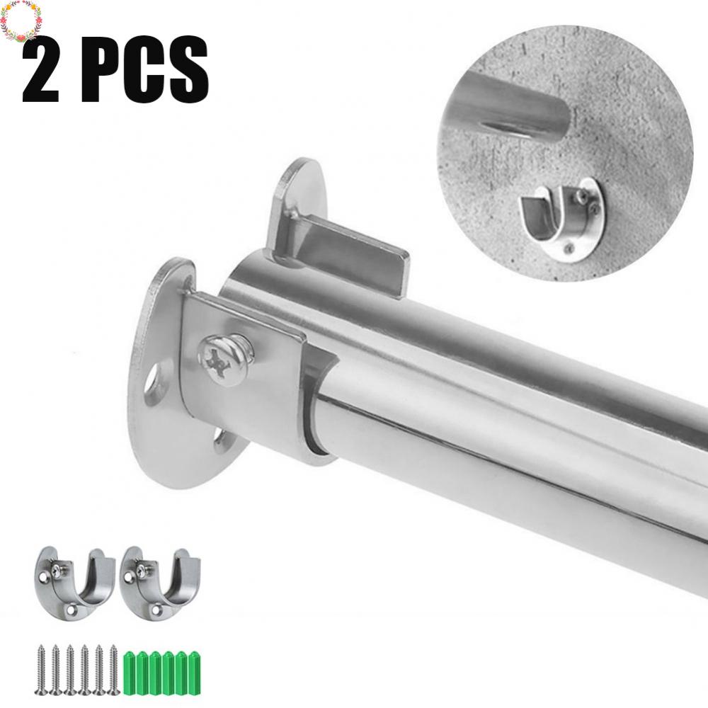 2pcs Braket Batang Tirai Shower Ketegangan Lemari Closet Tiang Zinc Alloy Holder