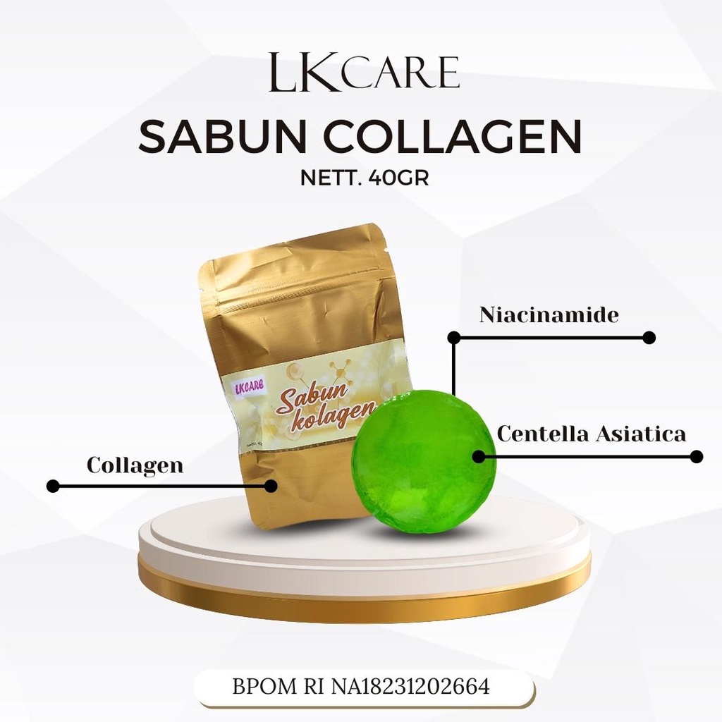 Collagen Body and Face Soap merk LKCARE BPOM Sabun Kolagen Wajah dan Tubuh kecilkan pori-pori mencerahkan memutihkan membersihkan melembabkan melembutkan anti aging