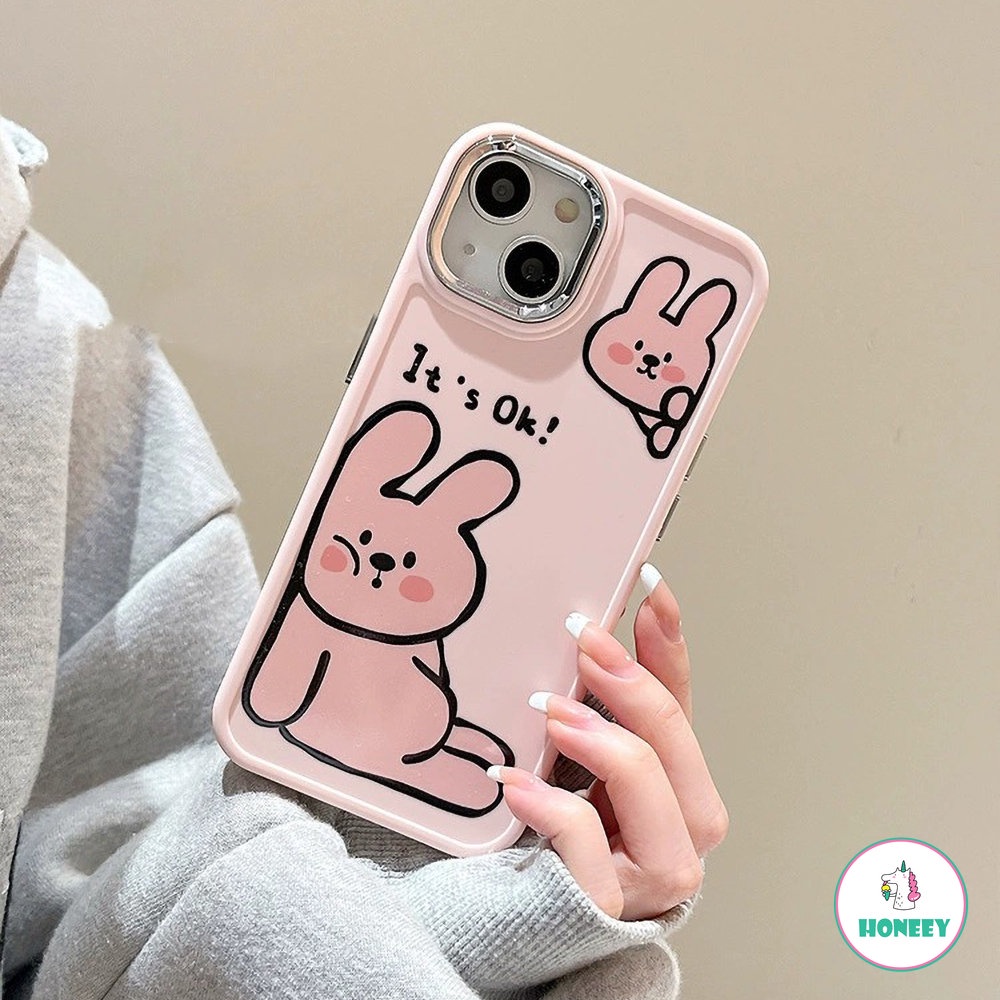 Case Bunny Dog Garis Sederhana Untuk iPhone 14 Pro Max13 12 11 Pro Max Perlindungan Kamera Bumper Shockproof Soft Cover