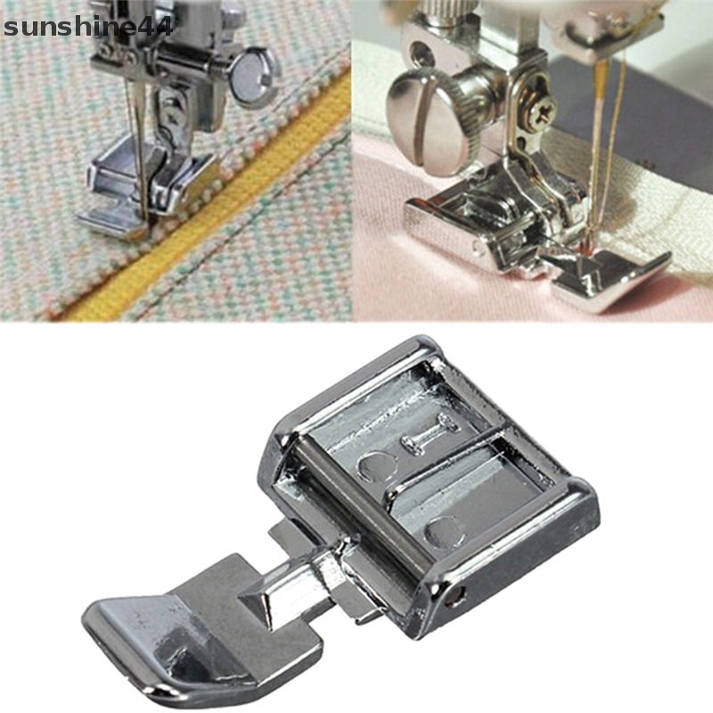 Sunshine 2sisi Metal Zipper Presser Foot Kaki Untuk Aksesori Jahit Mesin Jahit Snap-on ID