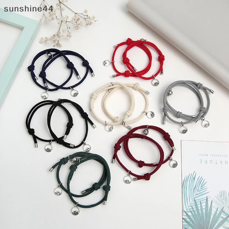 Sunshine 2pcs Couple Magnet Attract Each Other Gelang Pasangan Kepribadian Kreatif ID