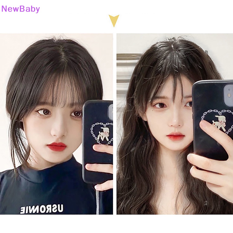 Newbaby Sintetis 3D Air Bangs Hair Clip-In Poni Ekstensi Pinggiran Palsu Natural Fake ID