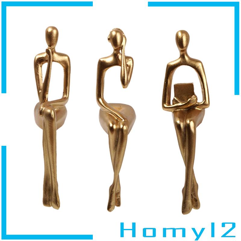 [HOMYL2] 3pcs Patung Thinker Duduk Abstrak Figurine Untuk Dekorasi Meja Rak