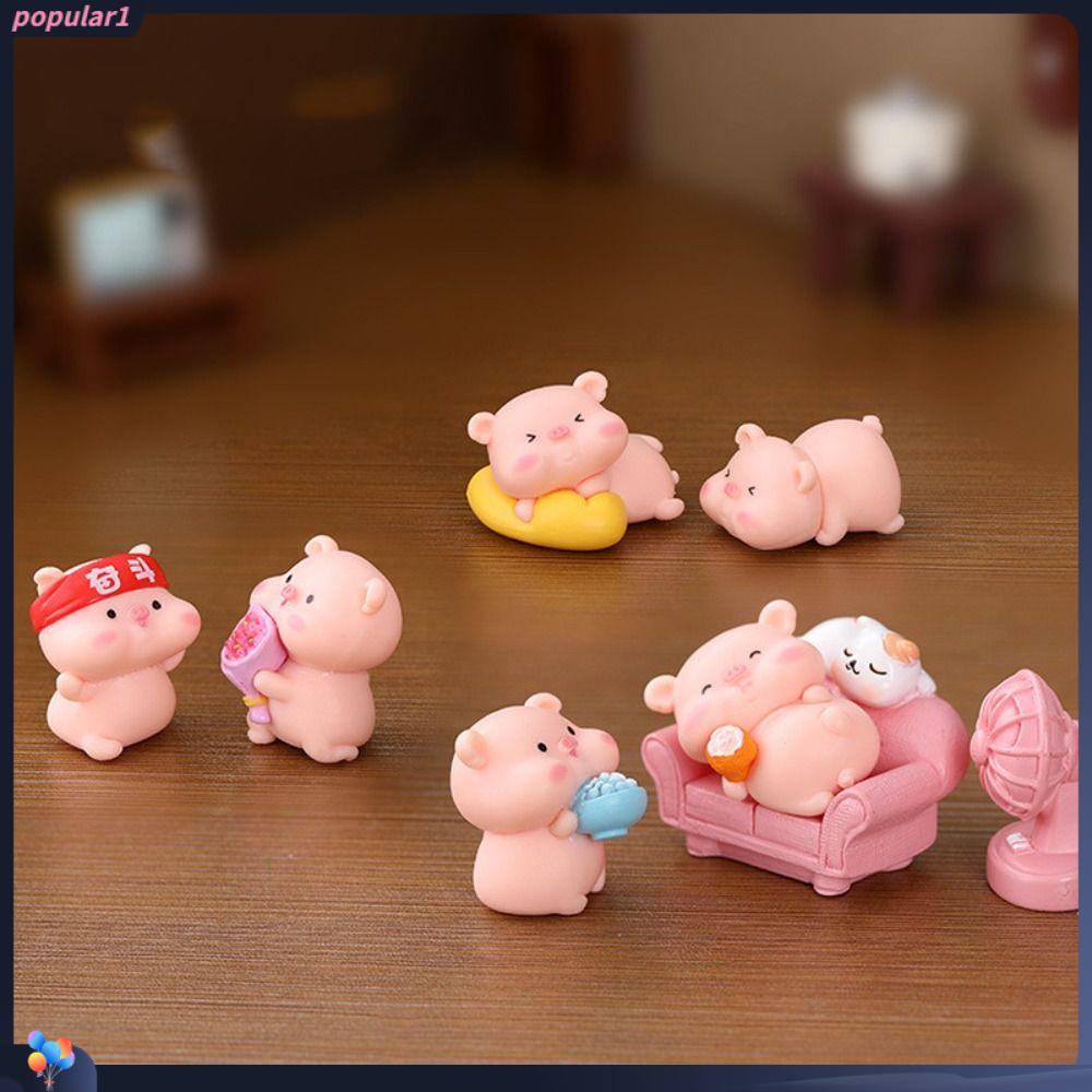 Populer 6pcs /Set Patung Hadiah Miniatur Aksesoris Meja Kawaii Dekorasi Rumah