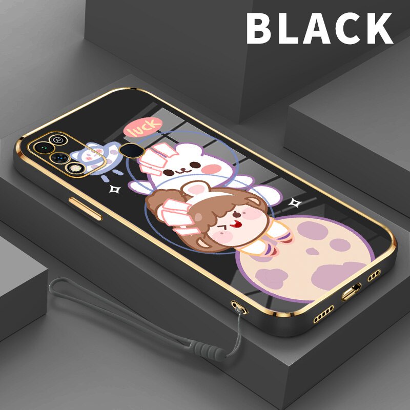 Electroplated Cartoon Girl Phone Case for Infinix 11PLAY/T112021/11SNFC/12/12I/12PLAY Ultra Camera P