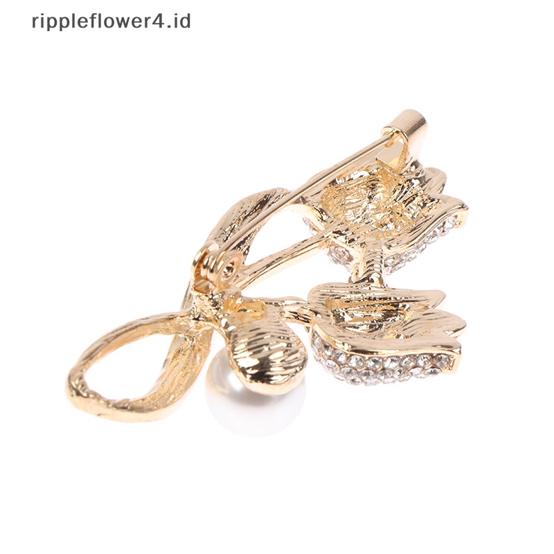 {rippleflower4.id} Bros Tulip Mutiara Berlian Imitasi Untuk Wanita Baroque Trendy Elegan Brooch Pins~