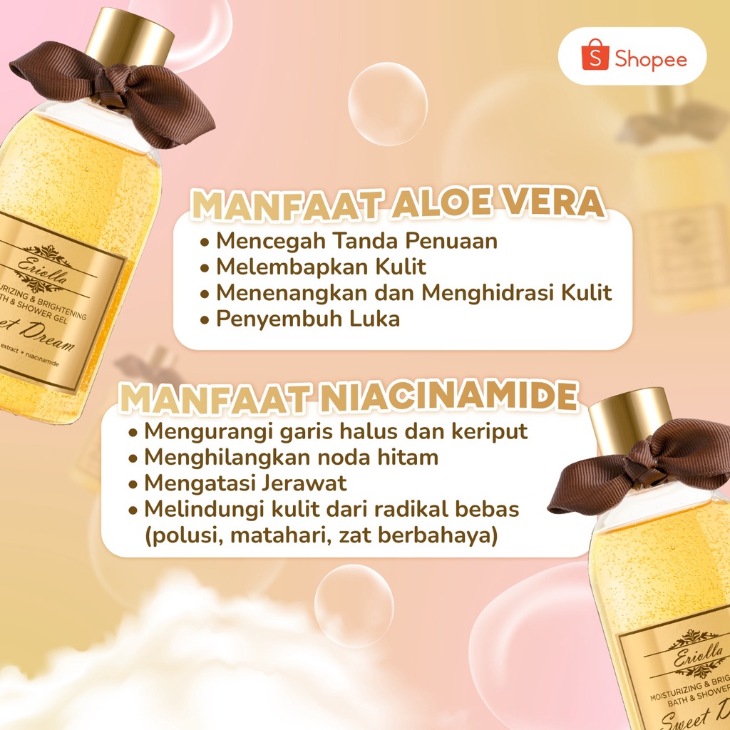 ERIOLLA Sabun Mandi Gel Pemutih Bath &amp; Shower Gel Sweet Dream Moisturizing &amp; Brightening untuk Melembabkan