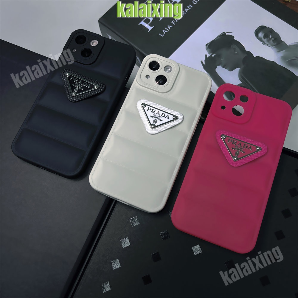 Casing 3D Prada Untuk iPhone 14 Pro Max 13 12 11 Pro Xs Max Xr X Xs 7Plus 8 Plus 7/8 Casis Down Bentuk Jaket Penutup Belakang