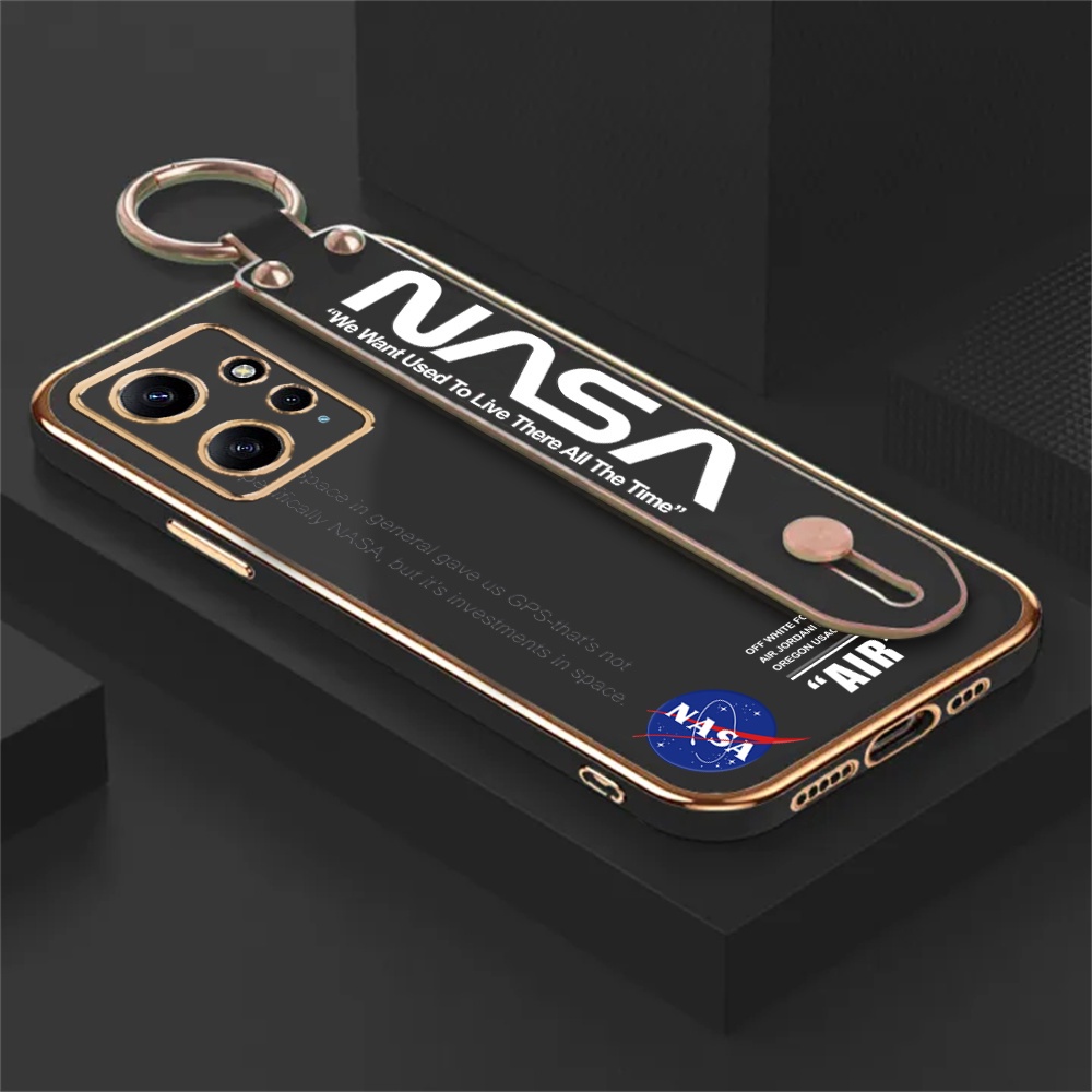 Casing NASA Redmi Note12 Pro 5G Note 11 Pro Note11S Note 10S Redmi A2 A1 10C 10A 9T 9A 9C Note10 Tempat Gelang Motif Simple Mewah Plating Silicone Shockproof Case RIXUAN