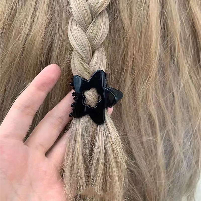 [Unggulan] Wanita Korea niche Klip Rambut Gadis Hiu Jepit Rambut Gadis Baru Ponytail Holder Populer Hair Claw Head wear Simple sweet Hairgrips black star grip clip