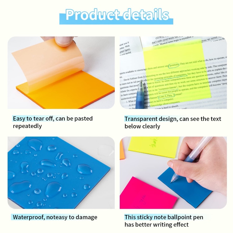 [Grosir] Sticky Notes Dan Notes Belajar Kantor Dapat Ditempel/Stiker PET Toserba Transparan Berwarna/Stiker Horizontal Index Tahan Air Dan Dapat Ditulis