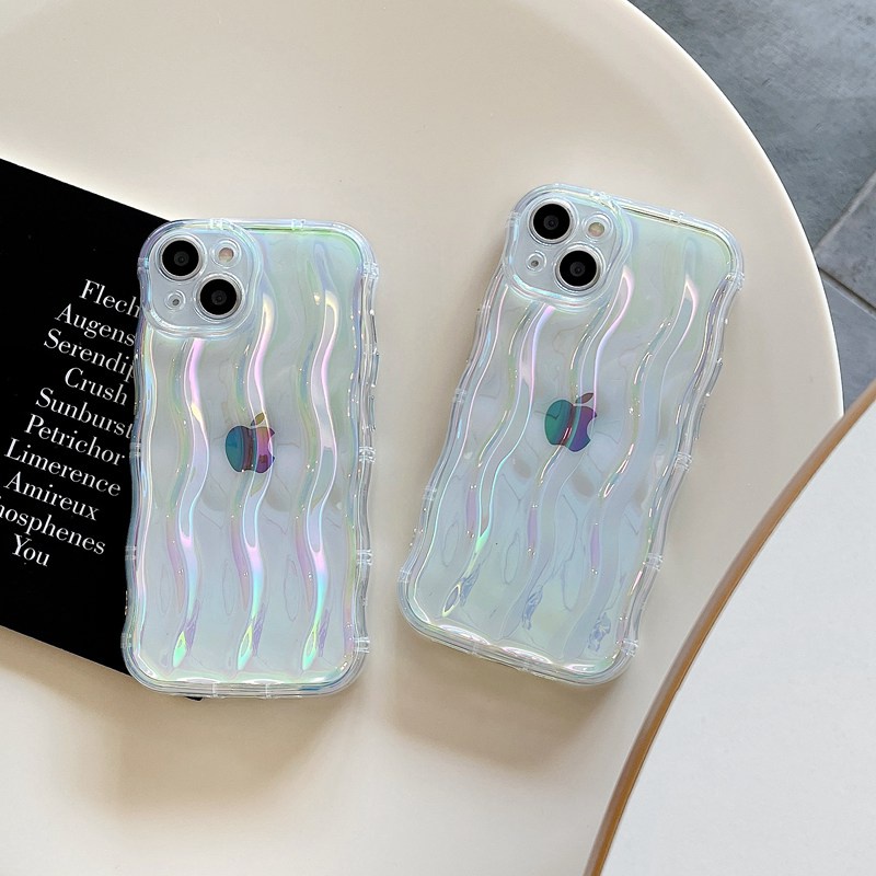 Shine Colorful Clear Water Wave Soft TPU Case iP iPhone 12 13 14 Pro Max 11 Girl Woman New FTD Casing Apple