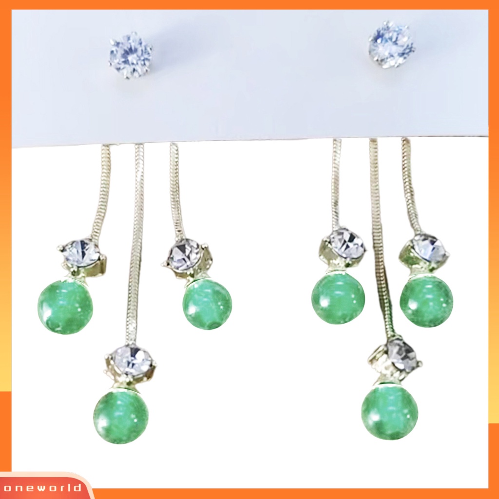 [WOD] 1pasang Anting Menjuntai Anti Alergi Hias Berkilau Wanita Retro Berlian Imitasi Liontin Stud Earrings Untuk Pacaran