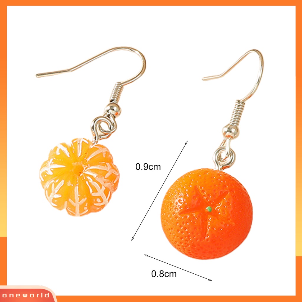 [WOD] 1pasang Hidup Menawan Warna Cerah Menjuntai Anting Indah Buah Orange Drop Hook Earrings Perhiasan Acessories