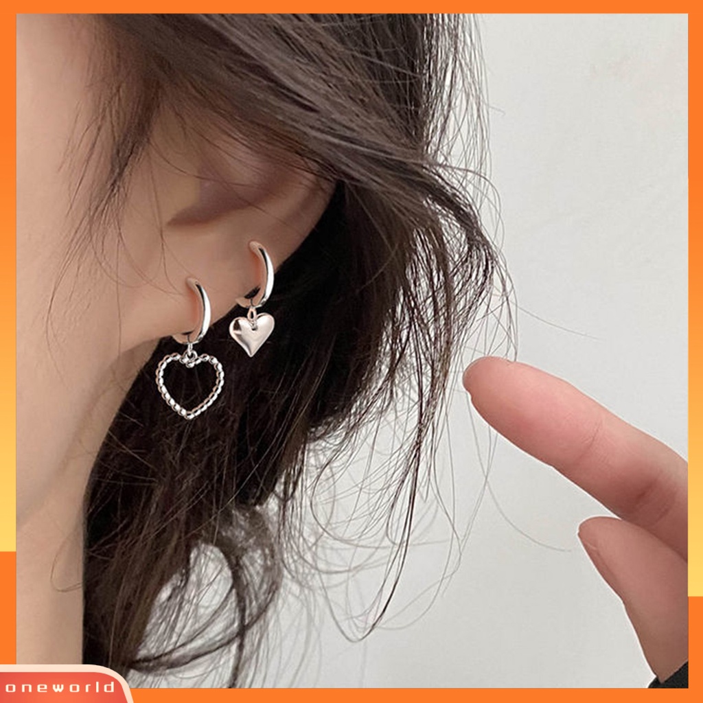 [WOD] 1pasang Anting Wanita Menjuntai Asimetris Hati Gaya Korea Anting Drop Untuk Pesta Pernikahan Perjamuan