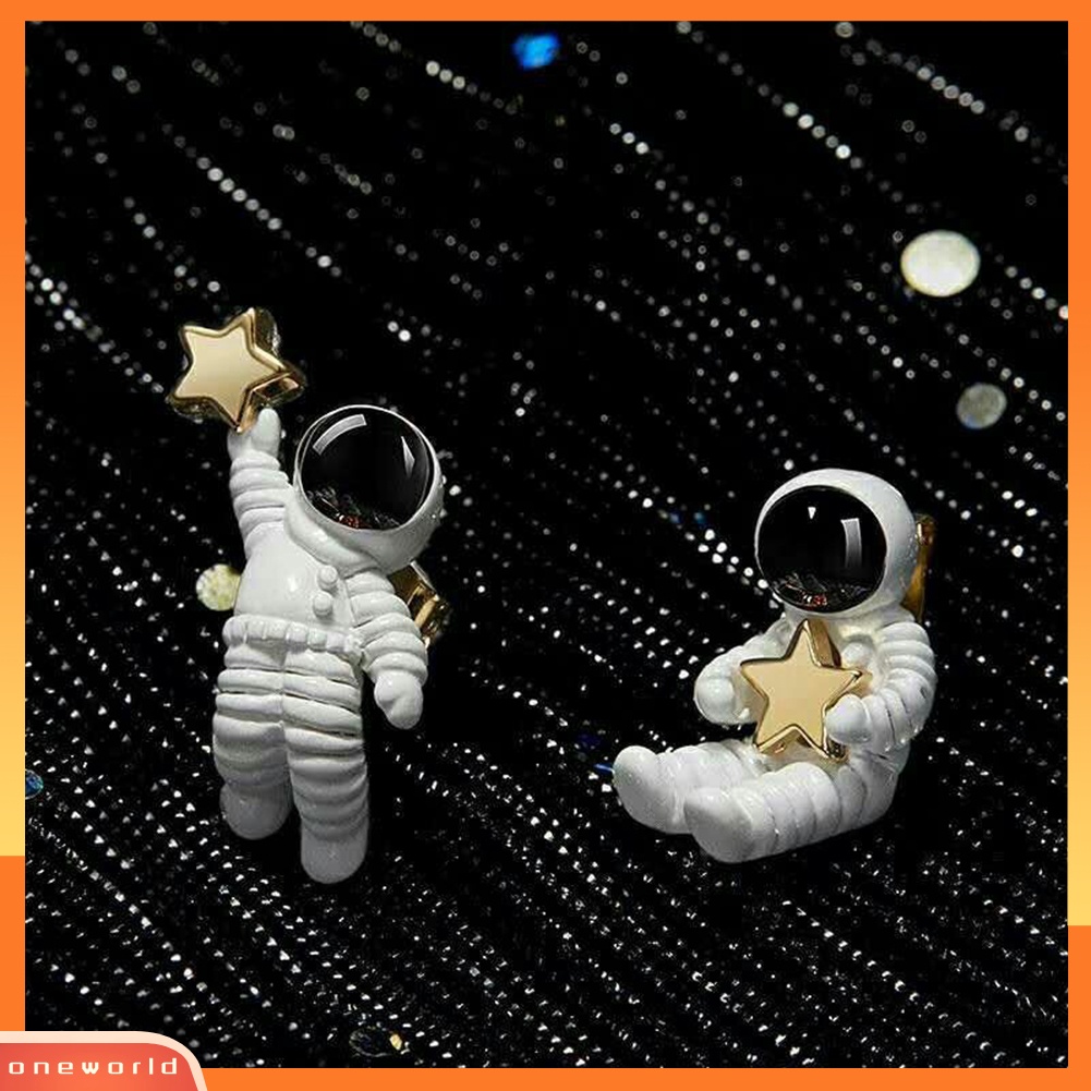 [WOD] Lucu Wanita Asimetris Bintang Spaceman Ear Studs Earrings Perhiasan Hadiah Pesta