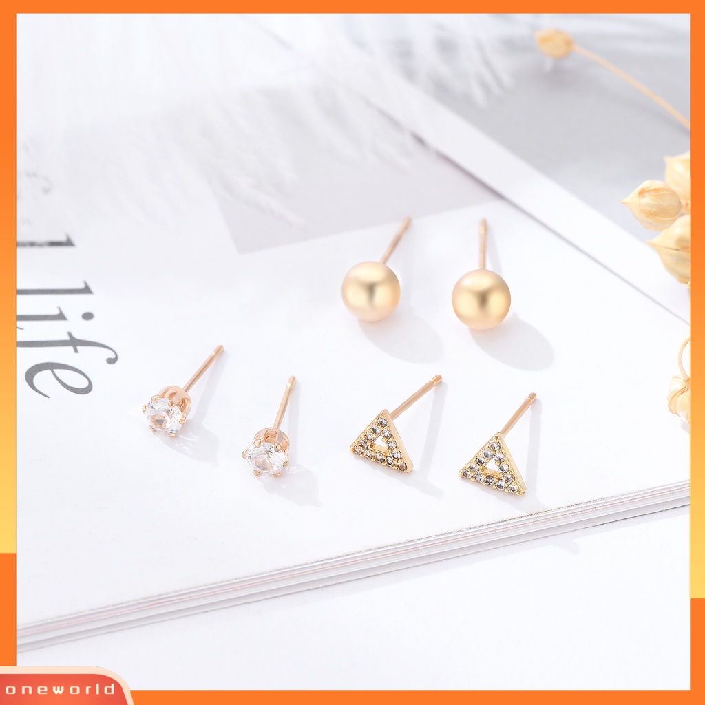 [WOD] Wanita Fashion Cubic Zirconia Lengkung C Bentuk Telinga Stud Earrings Perhiasan Aksesori