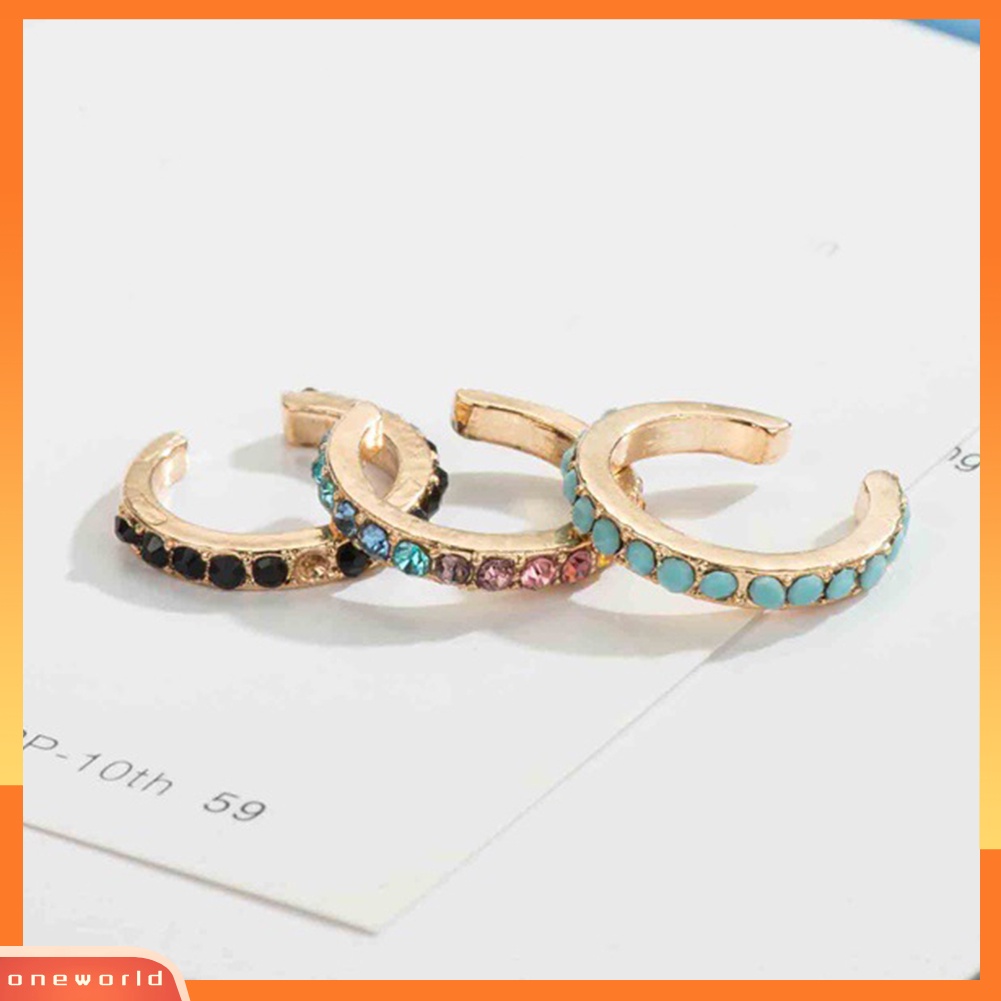 [WOD] 1pc Wanita Berlian Imitasi Hias U Bentuk Telinga Klip Anting Non Piercing Perhiasan Hadiah