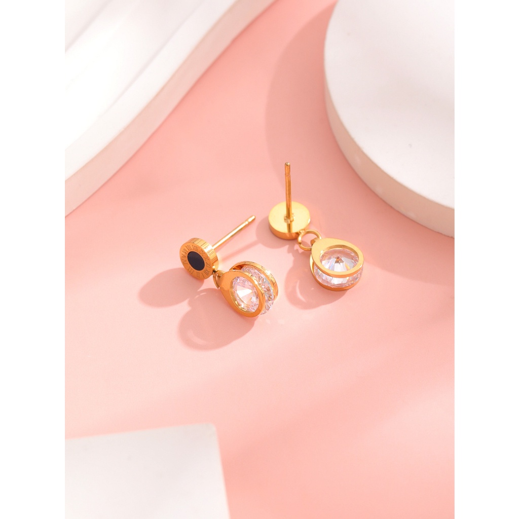 Anting stud bvl zircon  titanium stainless steel 316L import anti karat harga grosir bisa bayar di tempat 100% realpic dan bisa retur