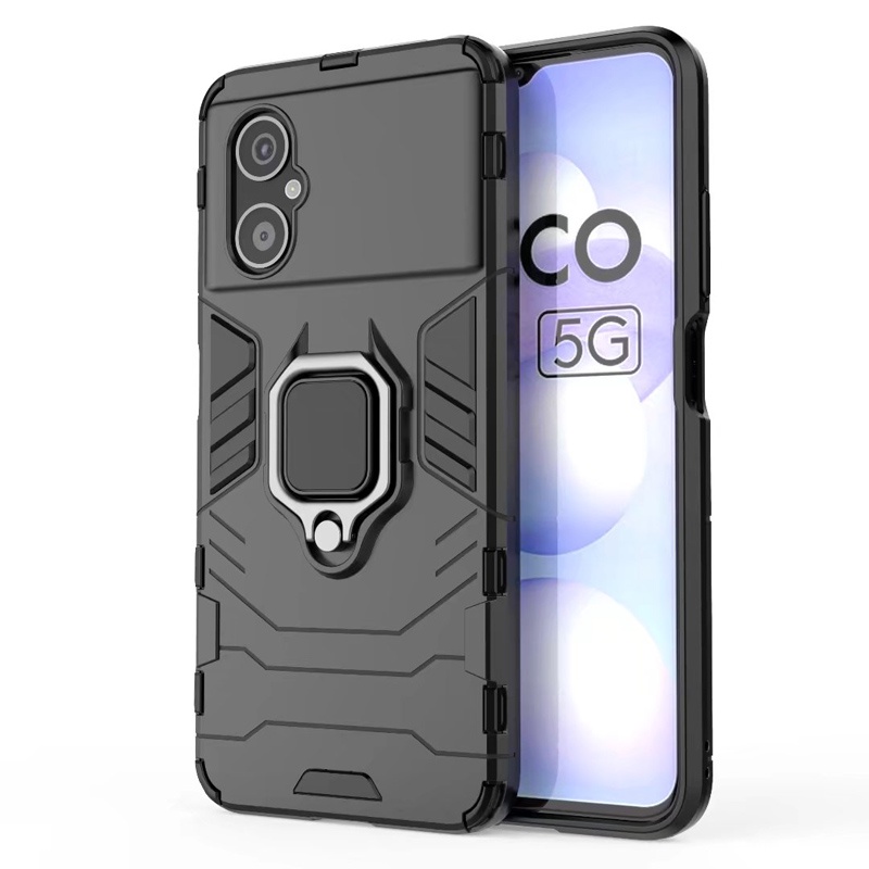 Shockproof Armor Case Untuk Xiaomi Poco M4 5G Cases Stand Holder Magnetic Phone Back Cover Untuk Pocophone Poco M4 5G Fundas