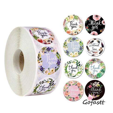 LDS Stiker Label Thank You / Stiker Roll (500 Pcs) / Stiker Ucapan Bulat / Stiker Tempel / Stiker Label Colorfull