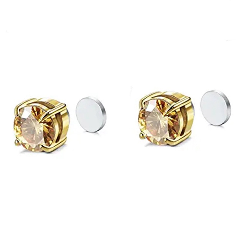 1pasang Kristal Kuat Magnetic Ear Stud Mudah Digunakan Anting Klip Untuk Wanita Pria Punk Bulat Zirkon Magnet Earrings Non Piercing Perhiasan