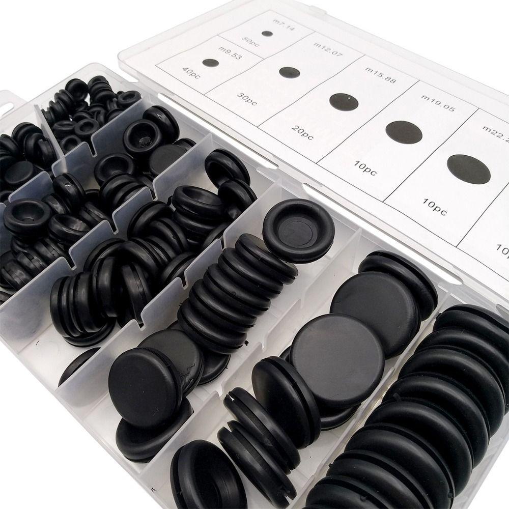 TOP 170pcs Grommet Kit 7ukuran Assortment Kit Lubang Tertutup Colokan Pencuci Untuk Kabel