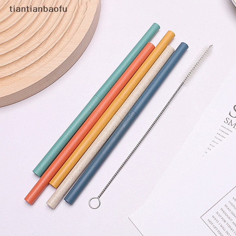 [tiantianbaofu] Plastic Straw Sedotan Minum Plastik Lurus Dengan Sikat Pembersih Butik Dekorasi Pesta